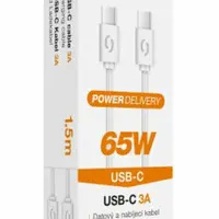 Datový kabel ALIGATOR POWER 65W, USB-C/USB-C 3A 1,5m, bílý