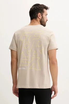 Sportovní triko adidas TERREX pánské, béžová barva, JM6400