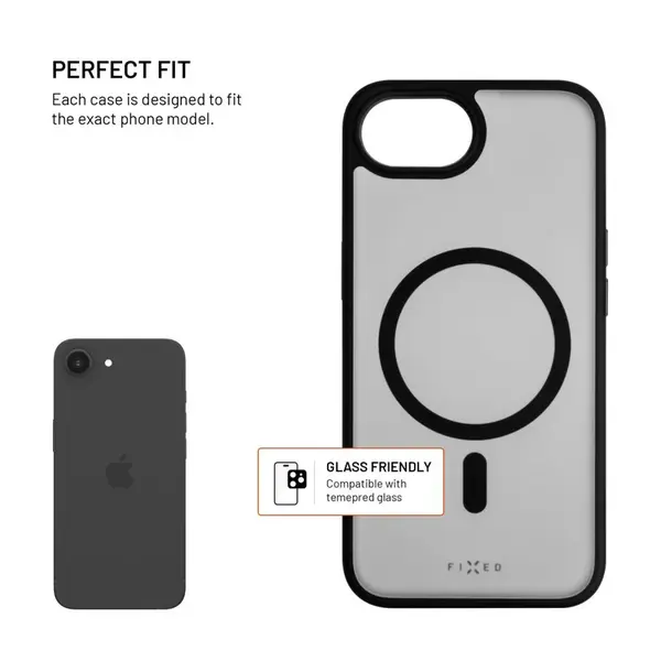 Zadní kryt FIXED MagMisty s podporou Magsafe pro Apple iPhone 16e, černá