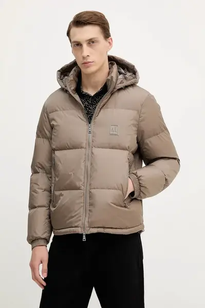 Péřová bunda Armani Exchange hnědá barva, zimní, XM000348 AF12286