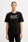 Bavlněné tričko EA7 Emporio Armani dámské, černá barva, AF12503.7W000414