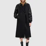 Kabát s vlnou AllSaints PAULAH černá barva, přechodný, dvouřadový, W007OZ
