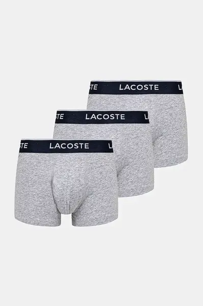 Boxerky Lacoste 3-pack pánské, šedá barva, 5H1300