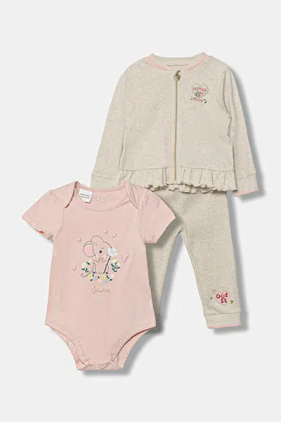 Dětská bavlněná souprava Guess 3-pack růžová barva, S5YG05 K6YW4