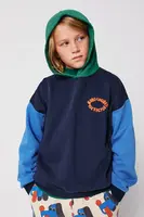 Dětská bavlněná mikina Bobo Choses Tic Tac Toe tmavomodrá barva, s kapucí, vzorovaná, 225AC048