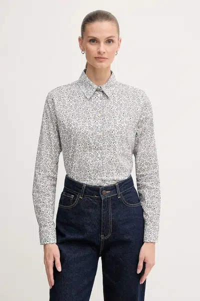 Košile United Colors of Benetton dámská, bílá barva, regular, s klasickým límcem, 5Q6SDQ0AY