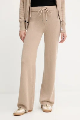 Vlněné kalhoty Ermanno Scervino dámské, béžová barva, široké, high waist, 57TP033E52
