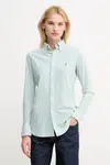 Bavlněná košile Polo Ralph Lauren dámská, bílá barva, slim, s klasickým límcem, 211910131