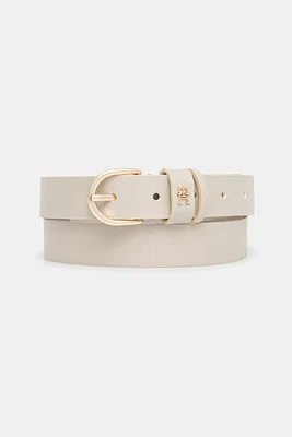 Kožený pásek Tommy Hilfiger dámský, béžová barva, AW0AW16836
