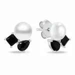 Brilio Silver Něžné stříbrné náušnice s černými zirkony a perlou EA1190WBC