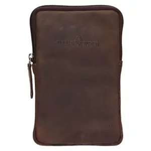 Kožená taška na mobil a doklady Greenwood Ajax - tmavo hnedá