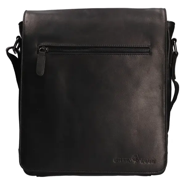 Pánska kožená taška cez rameno Greenwood Lowan - čierna