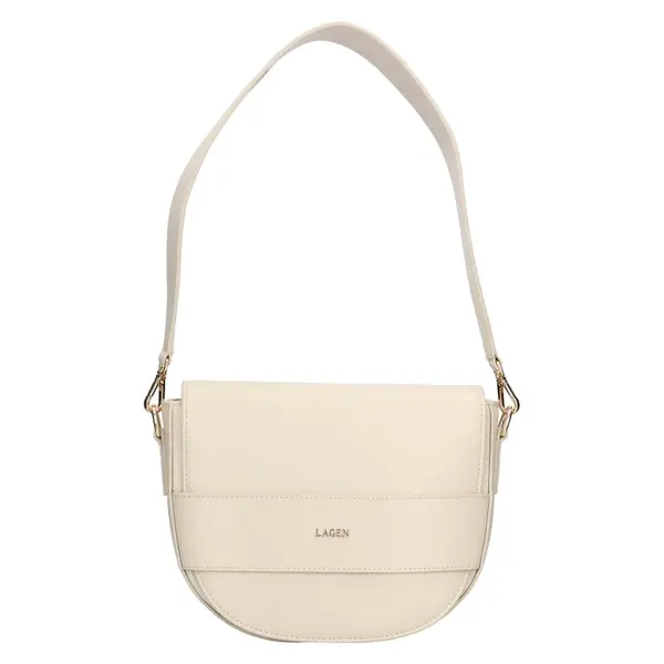 Dámska kožený kabelka Lagen Balanc - krémová
