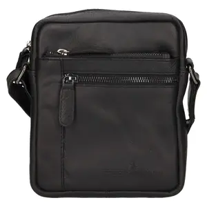 Pánska kožená taška cez rameno Greenwood Paulo - čierna