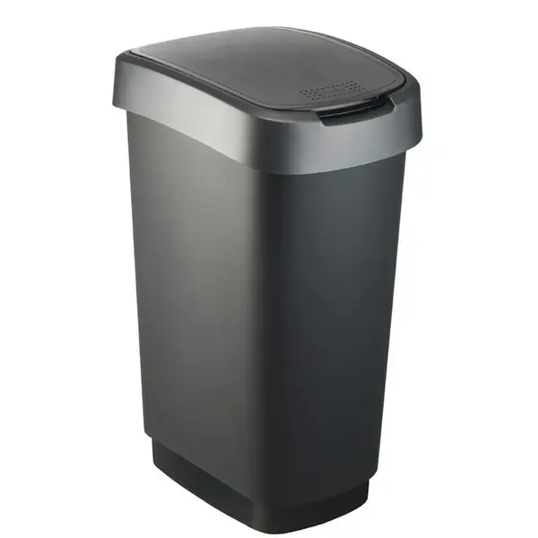 Odpadkový koš SWING TWIST černá a stříbrná 50 l