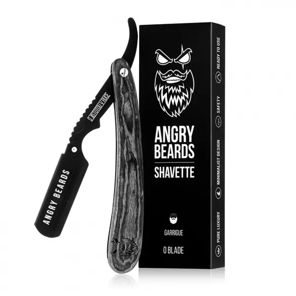 Břitva na holení vousů Angry Beards Shavette Garrigue - černá (SHAVETTA-GARRIGUE) + dárek zdarma
