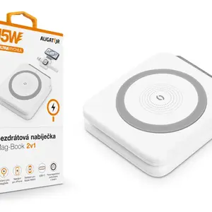 Bezdrátová nabíječka ALIGATOR Mag-Book 2v1, bílá