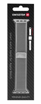 Kovový řemínek Swissten pro Apple Watch Milánský tah 38-40 mm, stříbrná