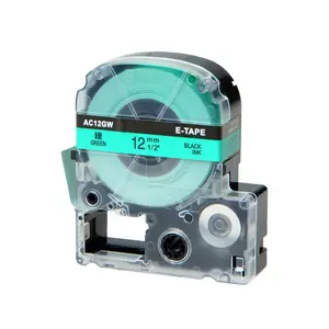 Epson LK-4GBP, SC12GW, C53S654405, 12mm x 9m, černý tisk / zelený podklad, kompatibilní páska