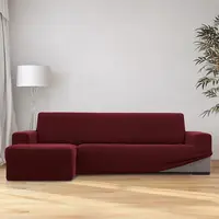 Super strečové potahy HARMONIA bordó sedačka s otomanem vlevo (š. 210 - 320 cm)