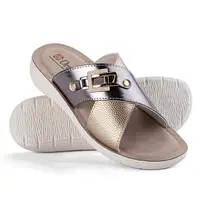 Dámské pantofle na klínku se zlatými pásky vel. 42