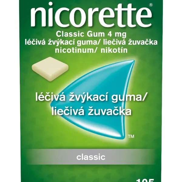 Nicorette Classic Gum 4 mg léčivá žvýkací guma 105 žvýkaček