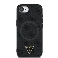 Zadní kryt Guess PU 4G Strass Triangle Metal Logo pro Apple iPhone 16e, černá