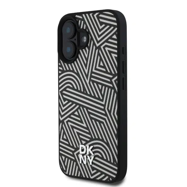 Zadní kryt DKNY PU Leather Crosswalk Pattern Magsafe pro Apple iPhone 16, ivory
