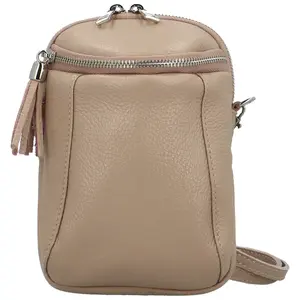 Dámská kožená crossbody kabelka růžová - Delami Vera Pelle Thierry