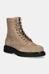 Semišové boty Calvin Klein LACE UP BOOT W/ ZIP SUEDE