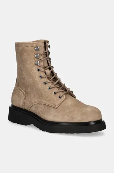Semišové boty Calvin Klein LACE UP BOOT W/ ZIP SUEDE