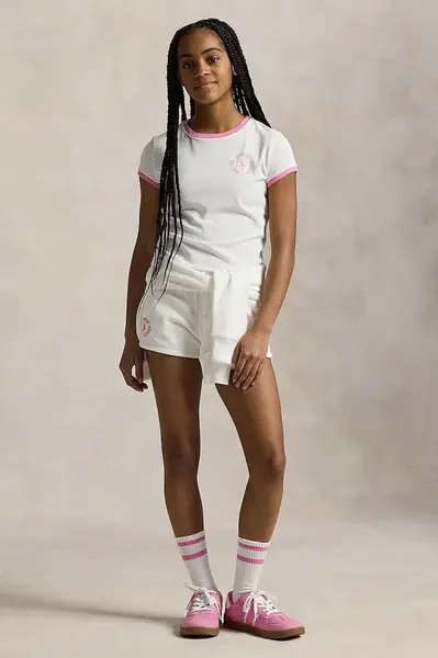 Dětské kraťasy Polo Ralph Lauren bílá barva, hladké, nastavitelný pas, 313965120002