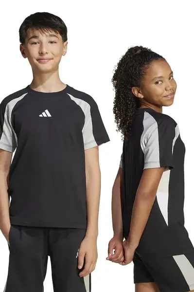 Dětské bavlněné tričko adidas černá barva, s potiskem, JD0058