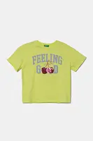 Dětské bavlněné tričko United Colors of Benetton zelená barva, 3I1XC10NY