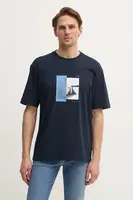 Bavlněné tričko Boss Orange tmavomodrá barva, s potiskem, 50534919