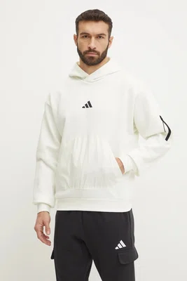 Mikina adidas City Escape pánská, béžová barva, s kapucí, s potiskem, JF3276