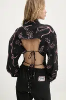 Košile Moschino Jeans dámská, černá barva, relaxed, s klasickým límcem, 0201 3236