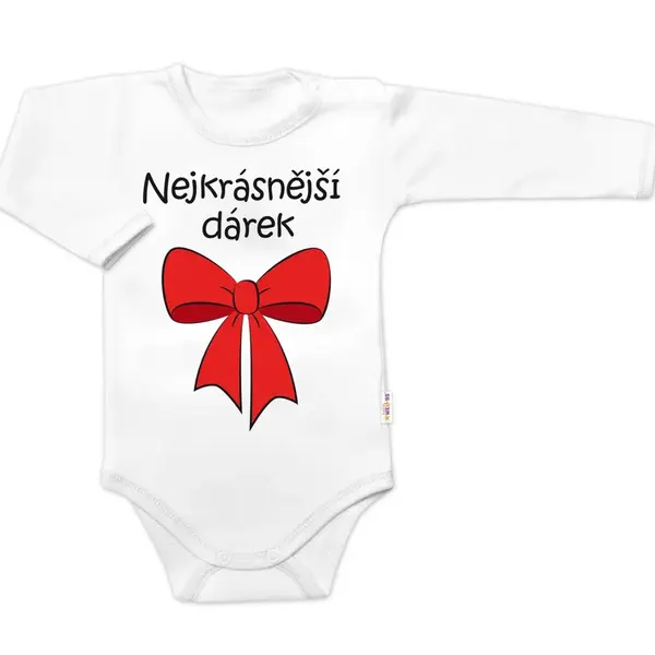 Baby Nellys Body dl. rukáv - Nejkrásnější dárek, bílé, vel.86