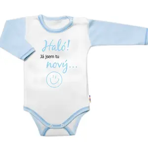 Baby Nellys Body dl. rukáv s vtipným textem, Haló! Já jsem tu nový, vel. 68