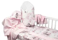 Baby Nellys 6-ti dílná výhod. sada s dárkem pro miminko , 135x100 Zvířátka na mráčku,růžová