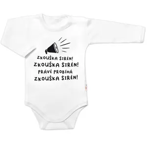 Baby Nellys Body dlouhý rukáv Zkouška sirén,  bílé vel.  80