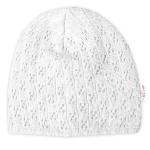 Baby Nellys Ažurková čepice, dvouvrstvá, bavlna, bílá, vel. 92/98