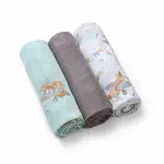 Babyono Bambusové dětské plenky 3 ks, Letadla - mátová/šedá