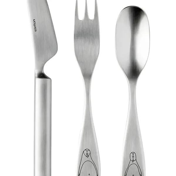 Sada dětských příborů Stelton Pingo 3-pack šedá barva