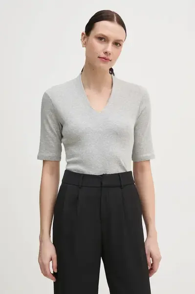 Bavlněné tričko United Colors of Benetton dámské, šedá barva, 3GA2D400U