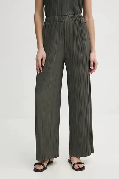 Kalhoty Samsoe Samsoe dámské, zelená barva, široké, high waist