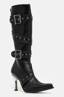 Kožené kozačky New Rock ITALI NEGRO + MALICIA TACON CARIBE ACERO