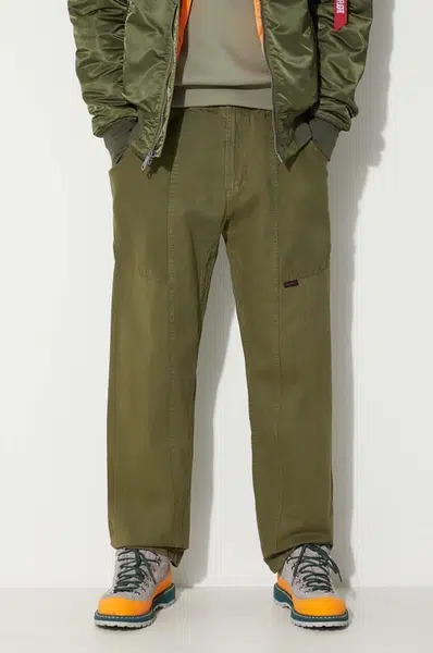 Bavlněné kalhoty Gramicci Gadget Pant zelená barva, jednoduché