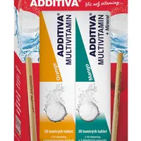 Additiva Multivitamin pomeranč + mango 2x20 šumivých tablet + 2x bambusové brčko