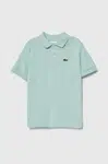 Dětská bavlněná polokošile Lacoste tyrkysová barva